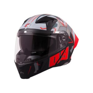 Vega Bolt Red & Silver Accent Full Face Helmet