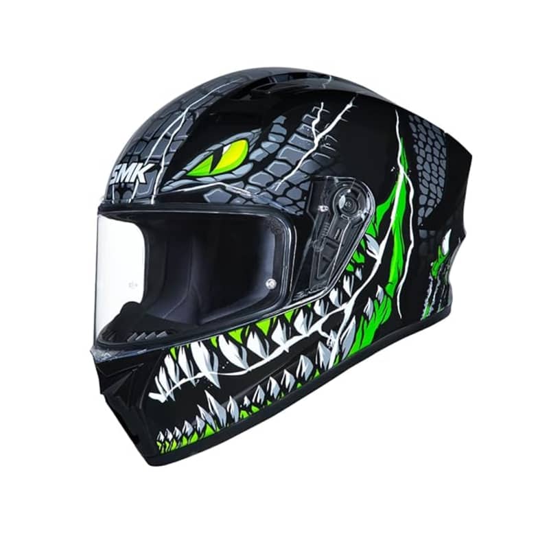 SMK Twister Monster Teeth Green Full Face Helmet